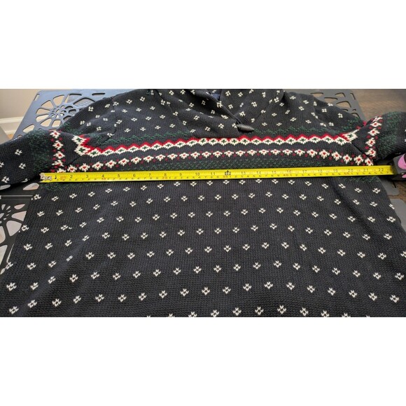 Chaps Ralph Lauren Womens Fair Isle Sweater 1X Shawl Collar Ski Cabincore Cotton - Picture 9 of 10